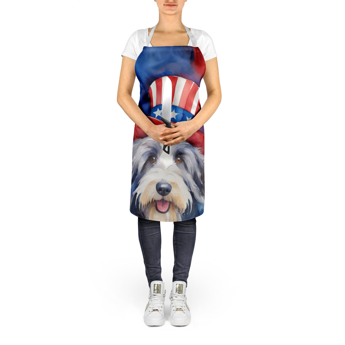 Bearded Collie Patriotic American Apron