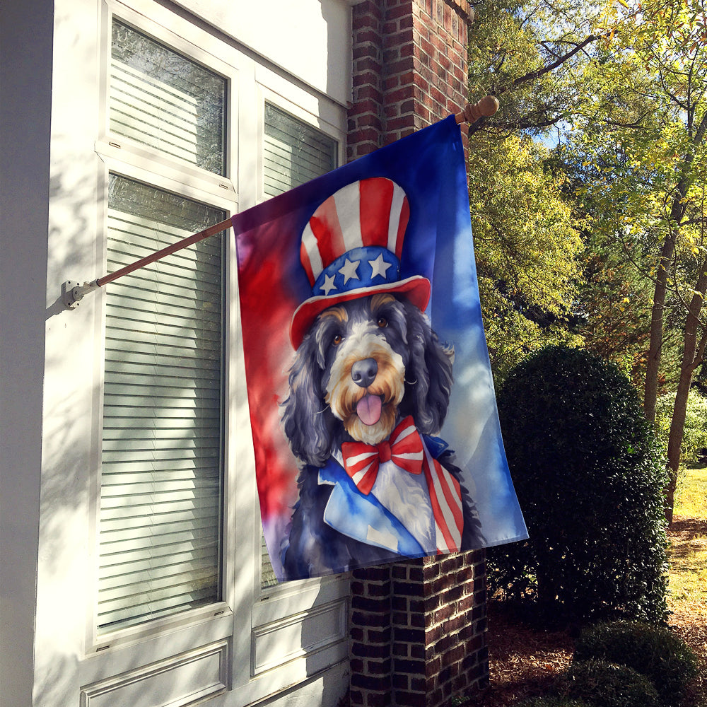 Bernedoodle Patriotic American House Flag