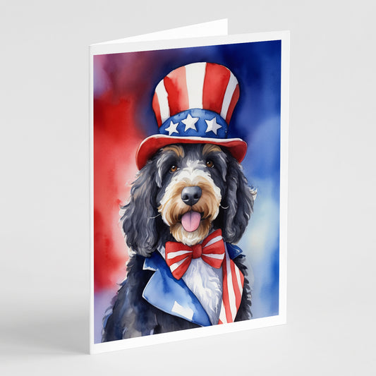 Buy this Bernedoodle Patriotic American Greeting Cards Pack of 8