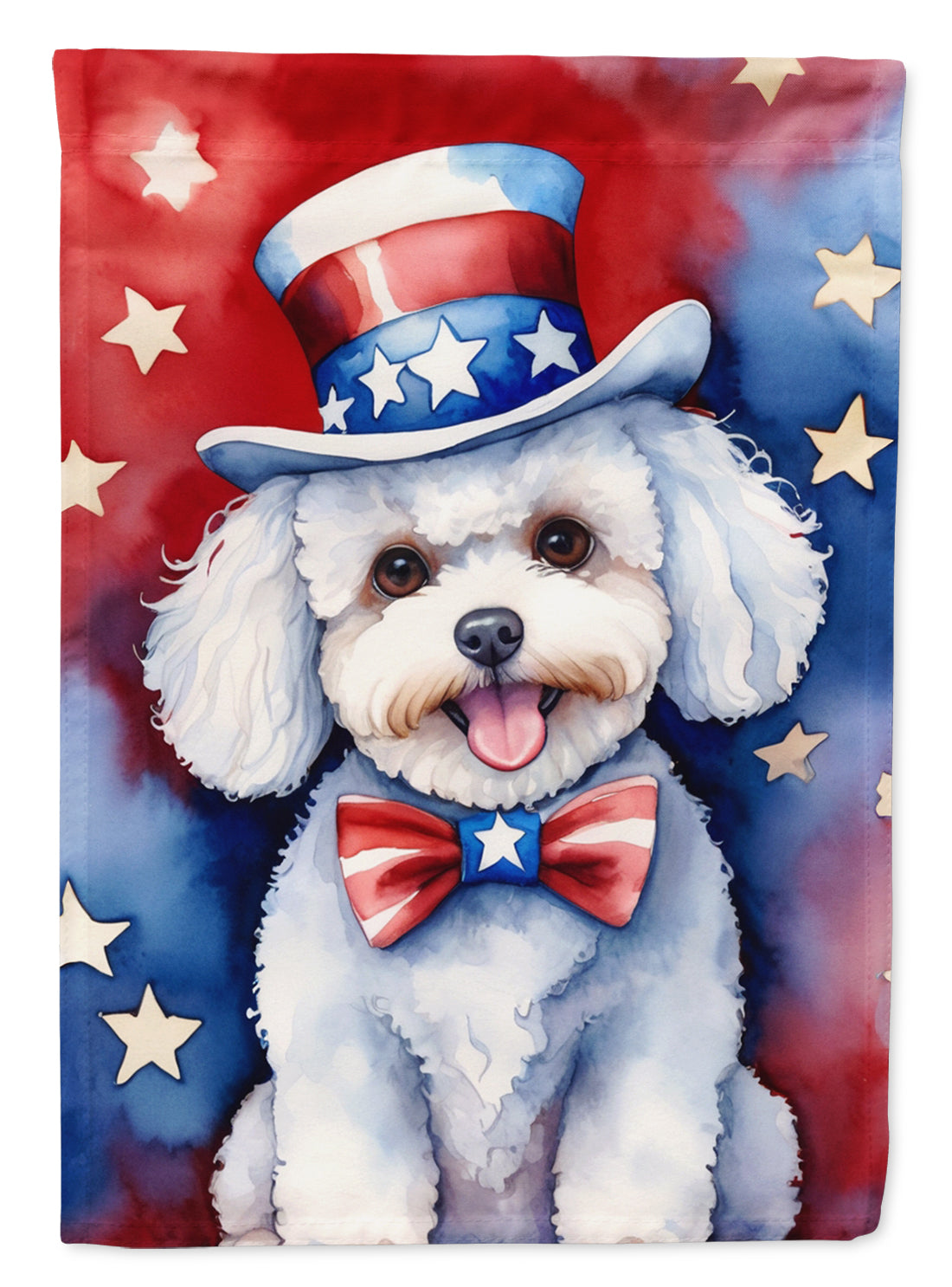 Buy this Bichon Frise Patriotic American House Flag