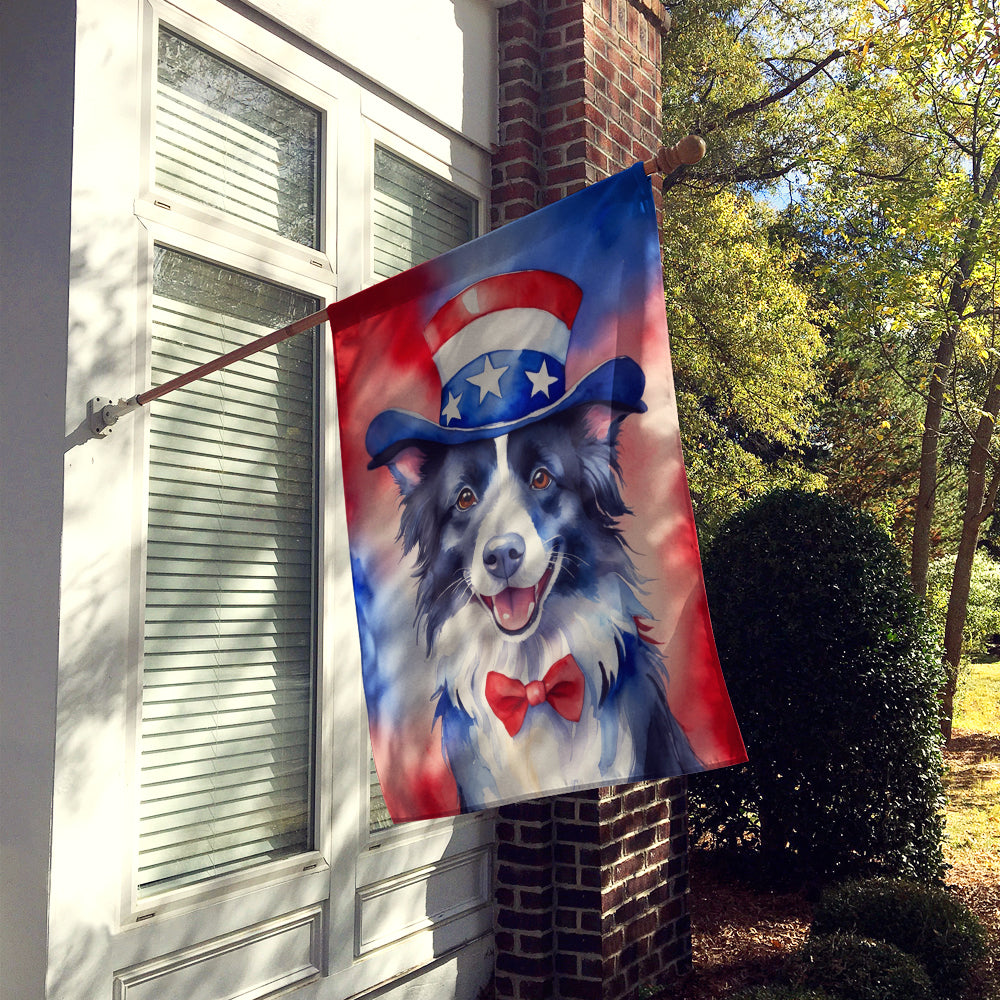 Border Collie Patriotic American House Flag