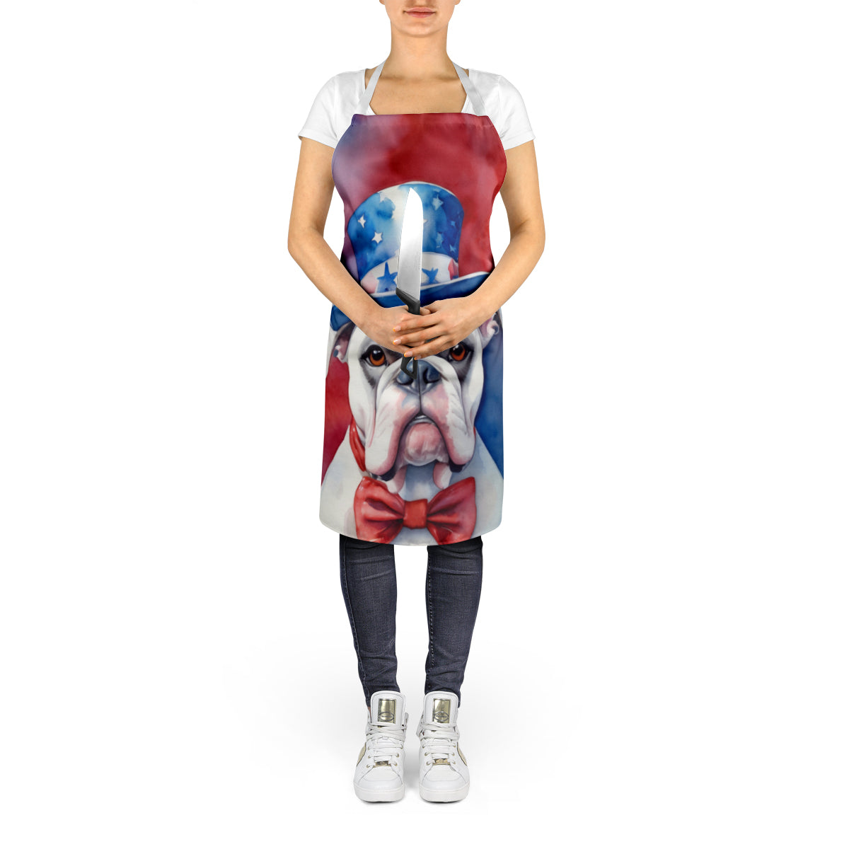 White Boxer Patriotic American Apron