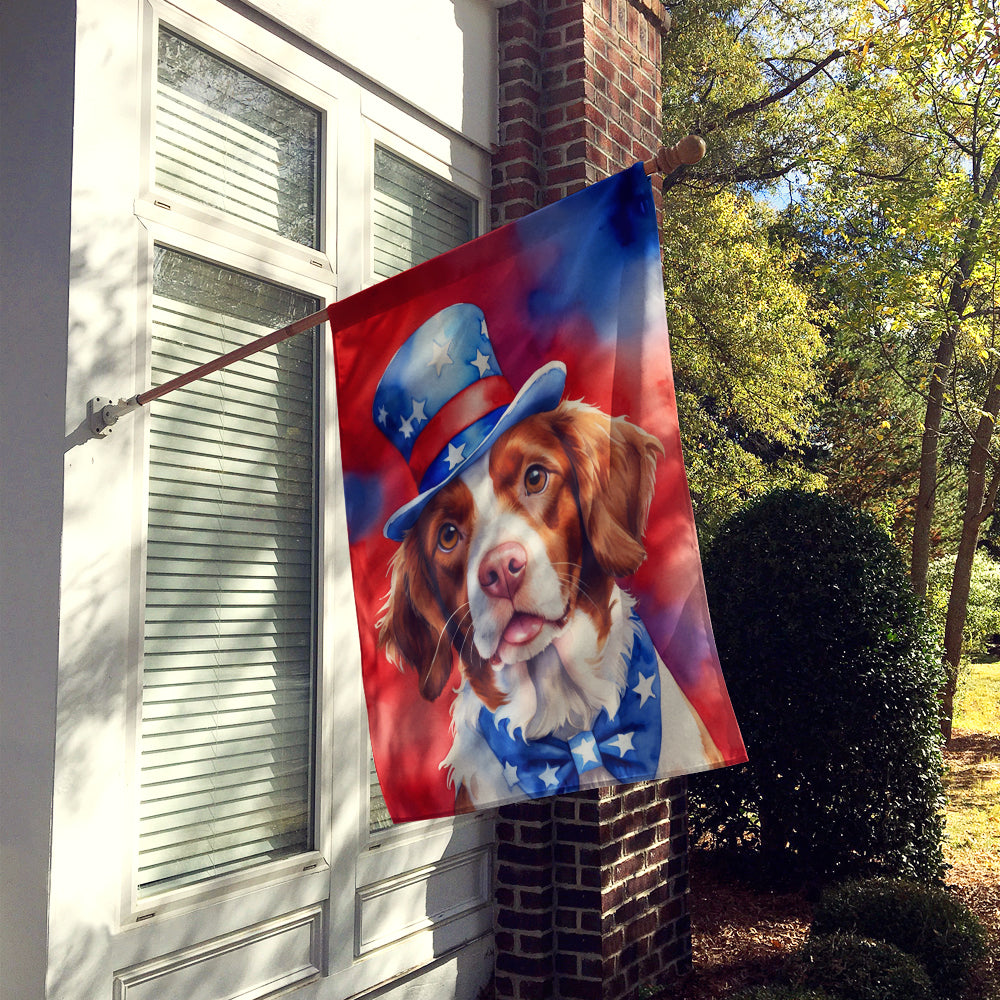 Brittany Spaniel Patriotic American House Flag