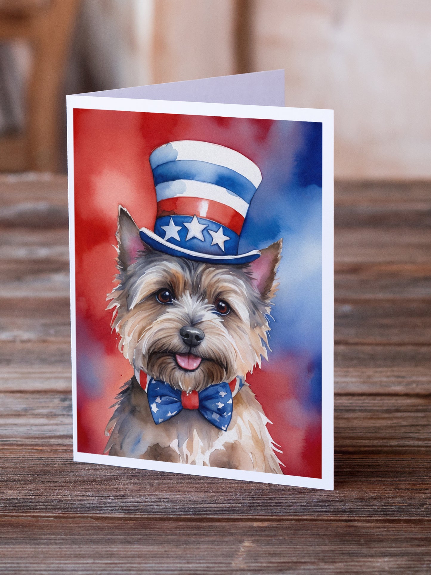 Cairn Terrier Patriotic American Greeting Cards Pack of 8