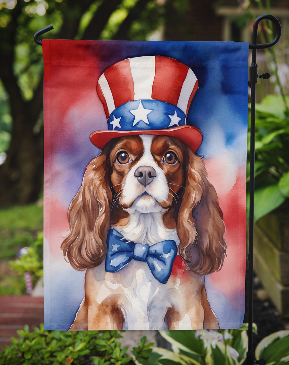 Cavalier Spaniel Patriotic American Garden Flag