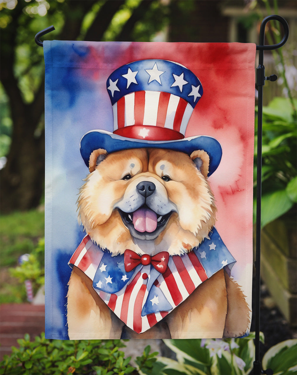 Chow Chow Patriotic American Garden Flag