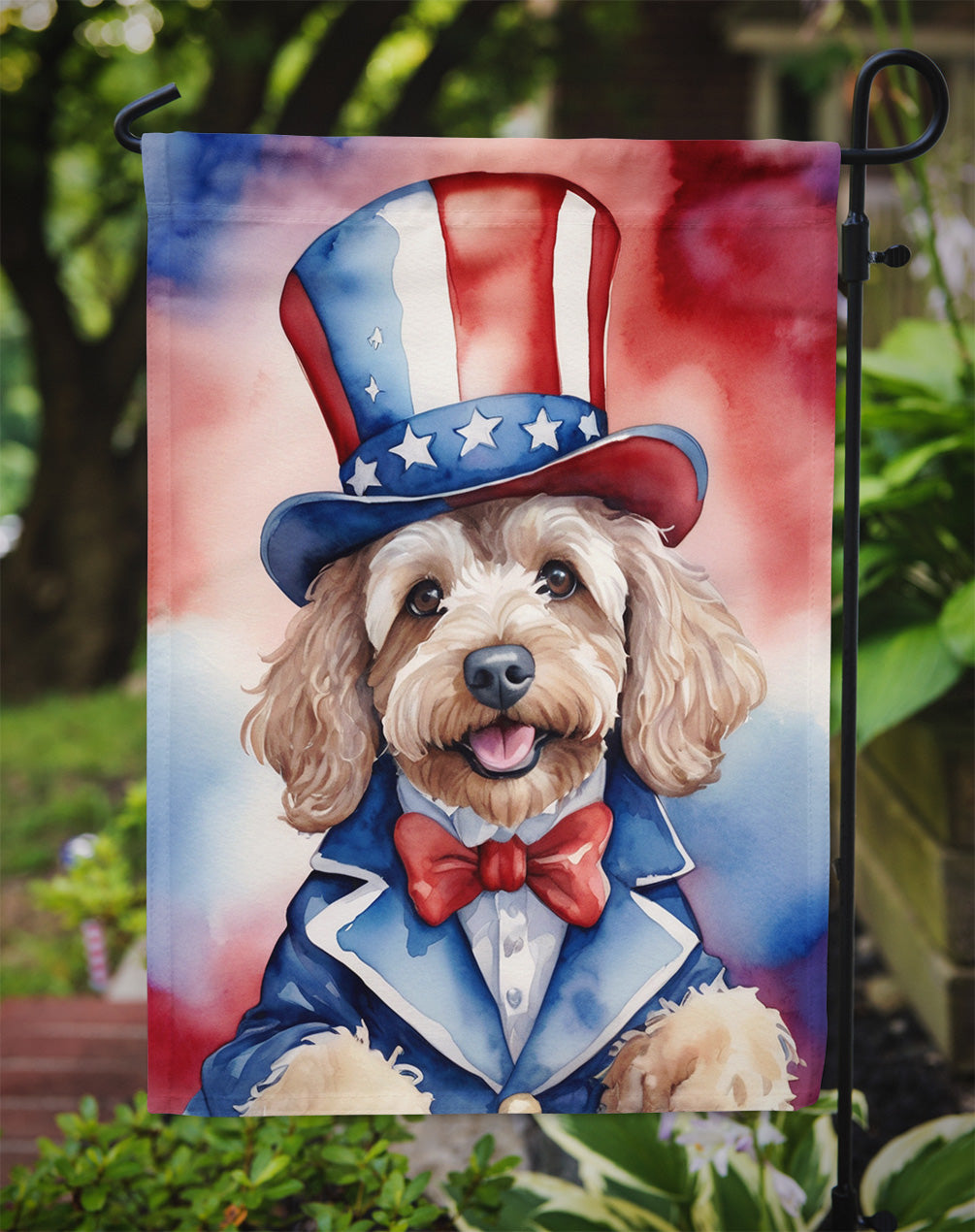 Cockapoo Patriotic American Garden Flag