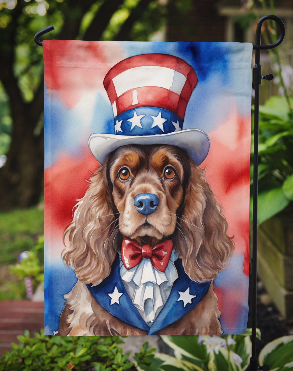 Cocker Spaniel Patriotic American Garden Flag