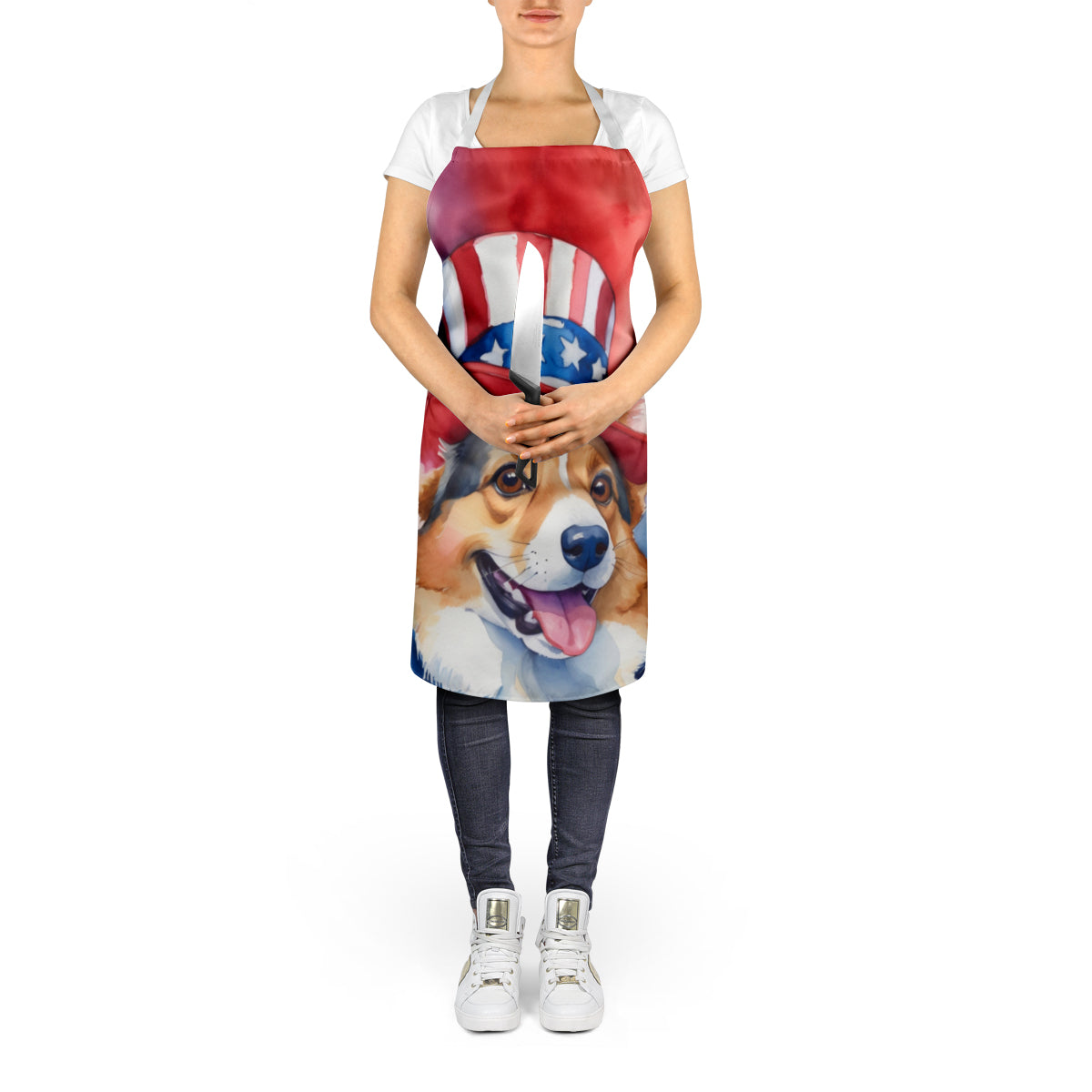 Corgi Patriotic American Apron