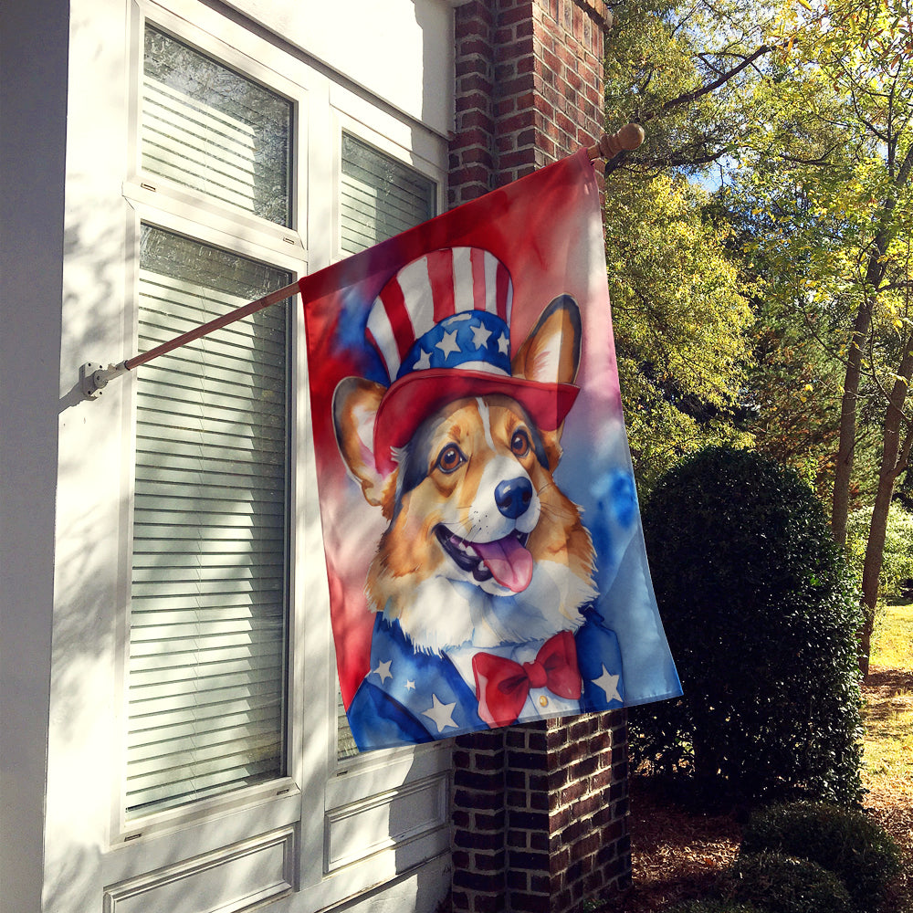 Corgi Patriotic American House Flag