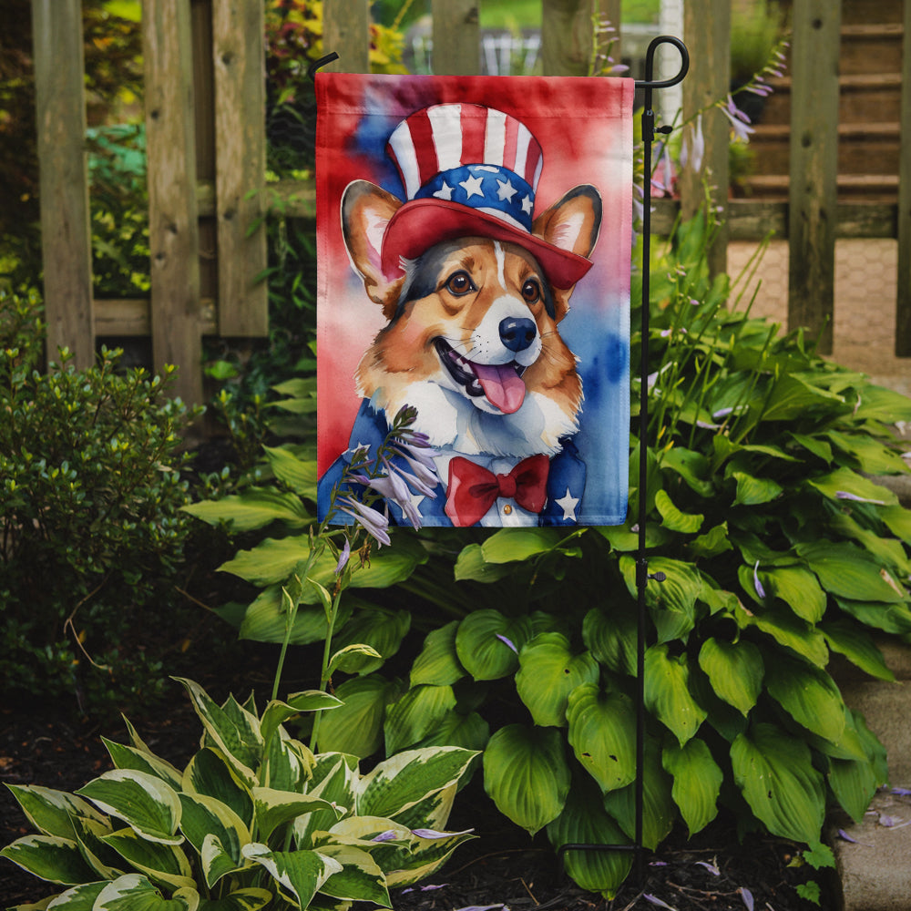 Corgi Patriotic American Garden Flag