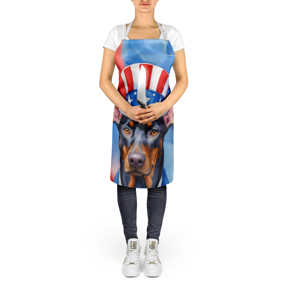 Doberman Pinscher Patriotic American Apron