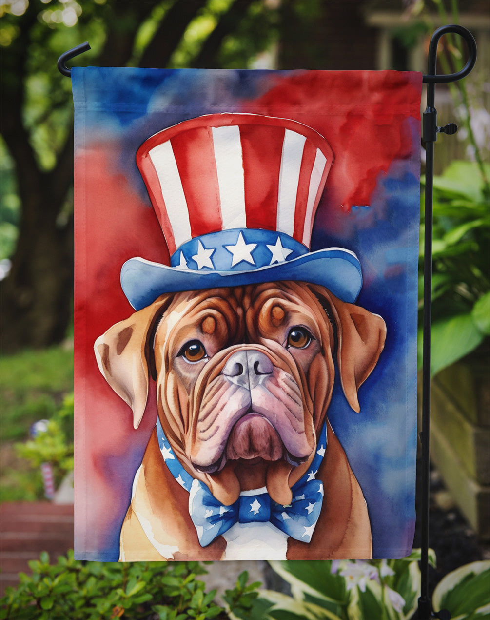 Dogue de Bordeaux Patriotic American Garden Flag