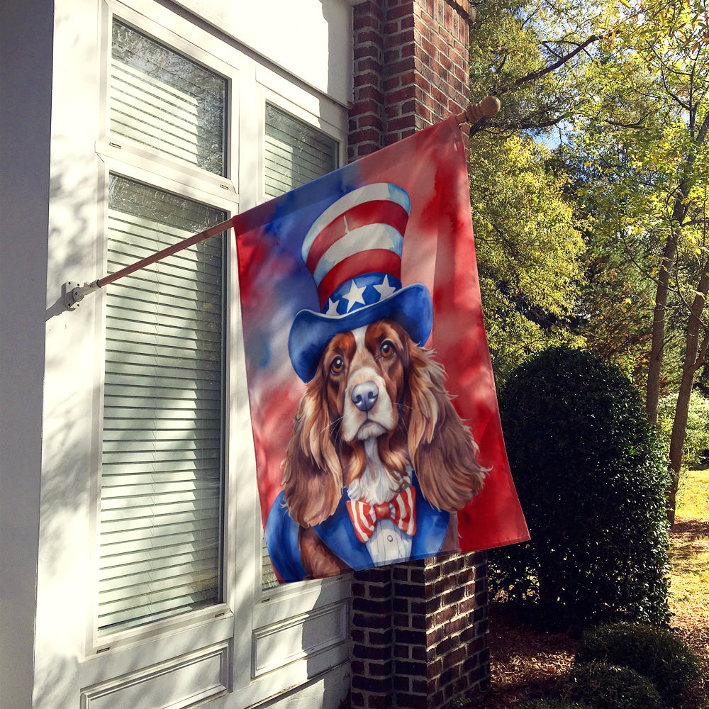 English Cocker Spaniel Patriotic American House Flag