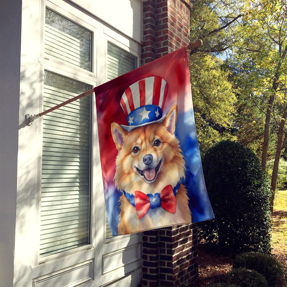 Finnish Spitz Patriotic American House Flag