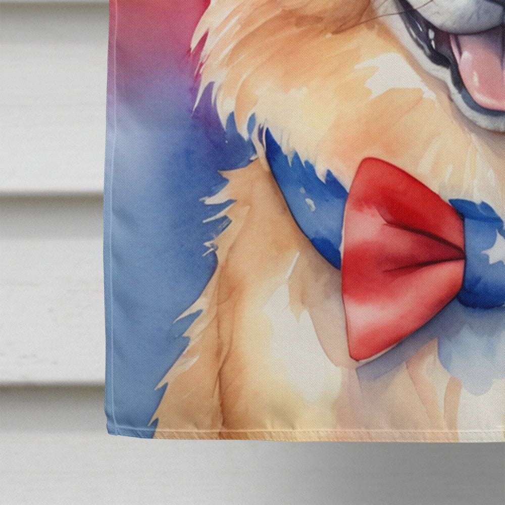 Finnish Spitz Patriotic American House Flag