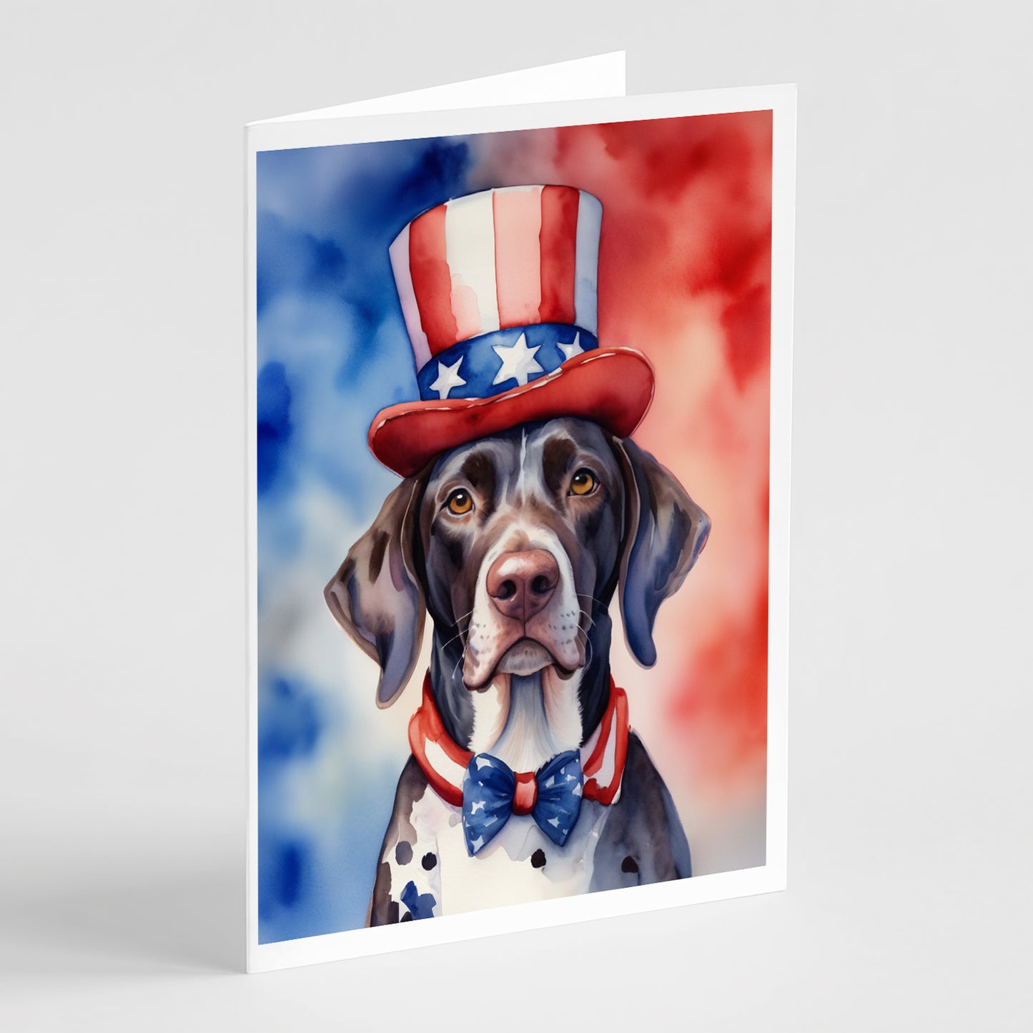 Buy this German Shorthaired Pointer Patriotic American Greeting Cards Pack of 8