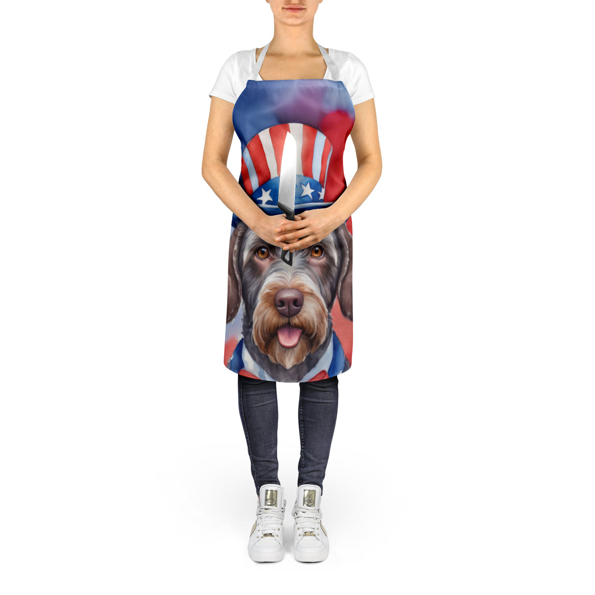 German Wirehaired Pointer Patriotic American Apron