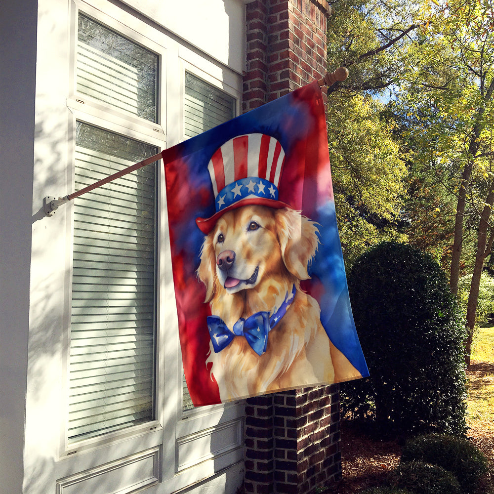 Golden Retriever Patriotic American House Flag