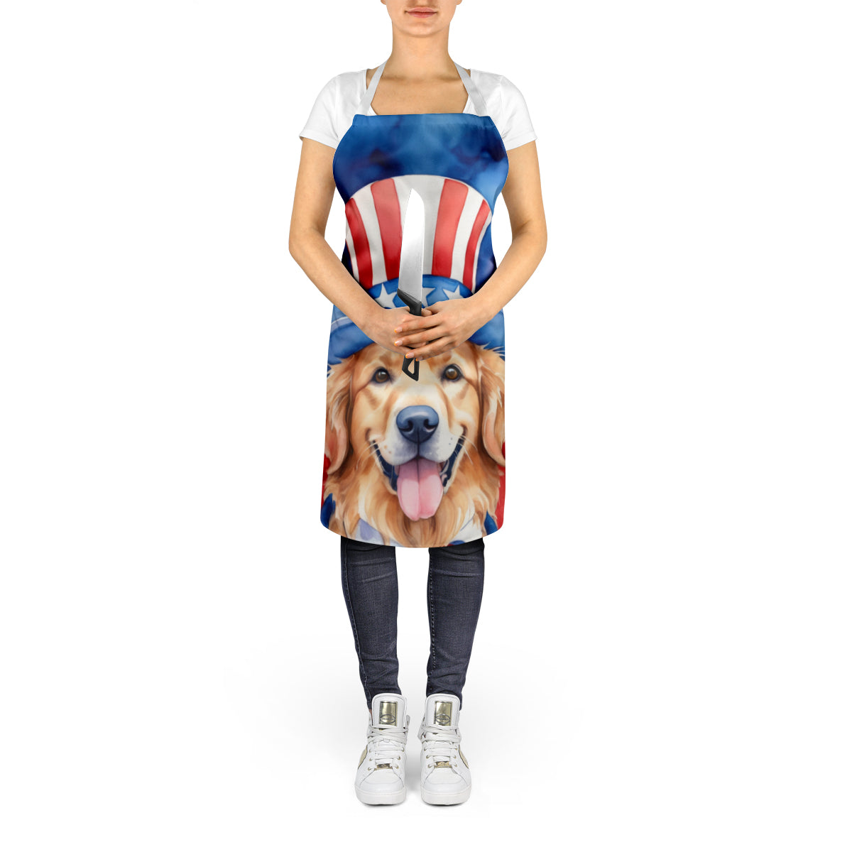 Golden Retriever Patriotic American Apron