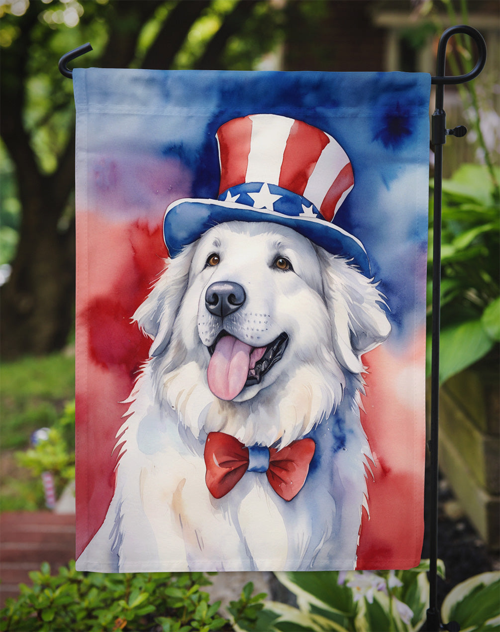 Great Pyrenees Patriotic American Garden Flag