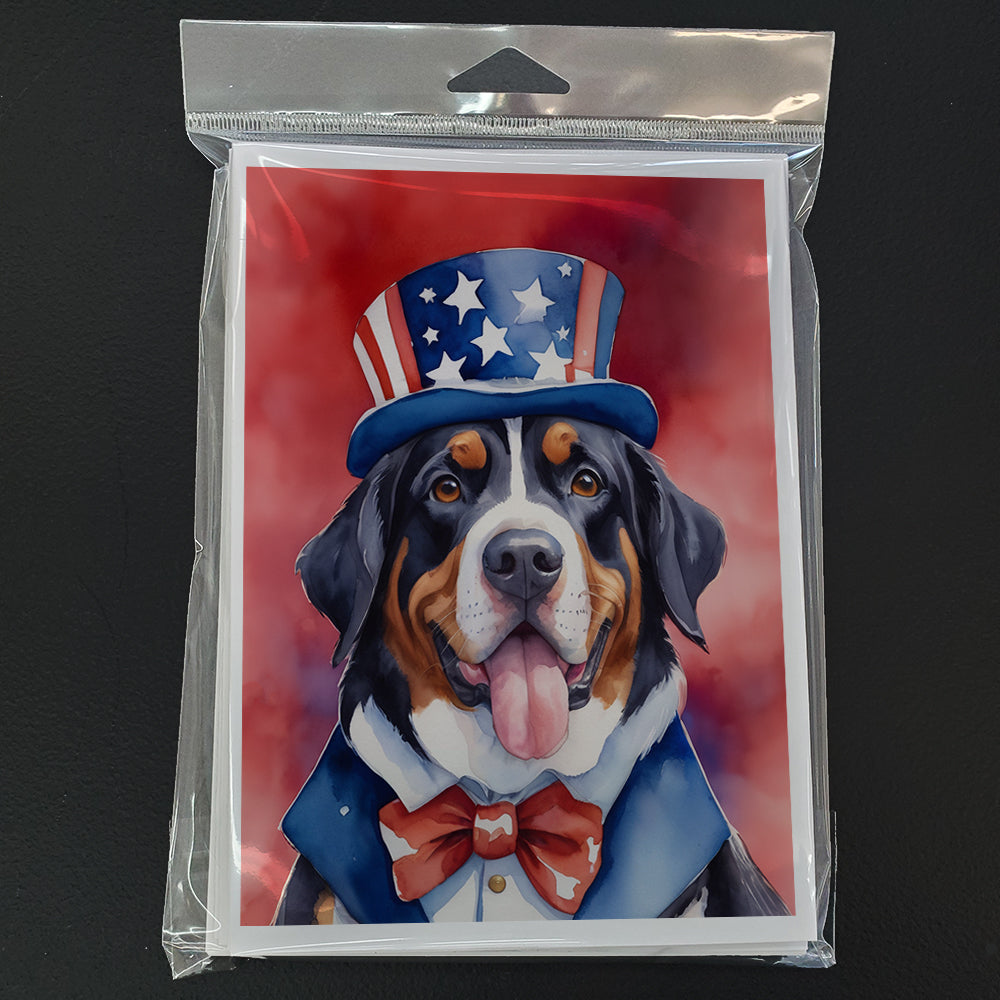 Greater Swiss Mountain Dog Patriotic American Greeting Cards Pack of 8