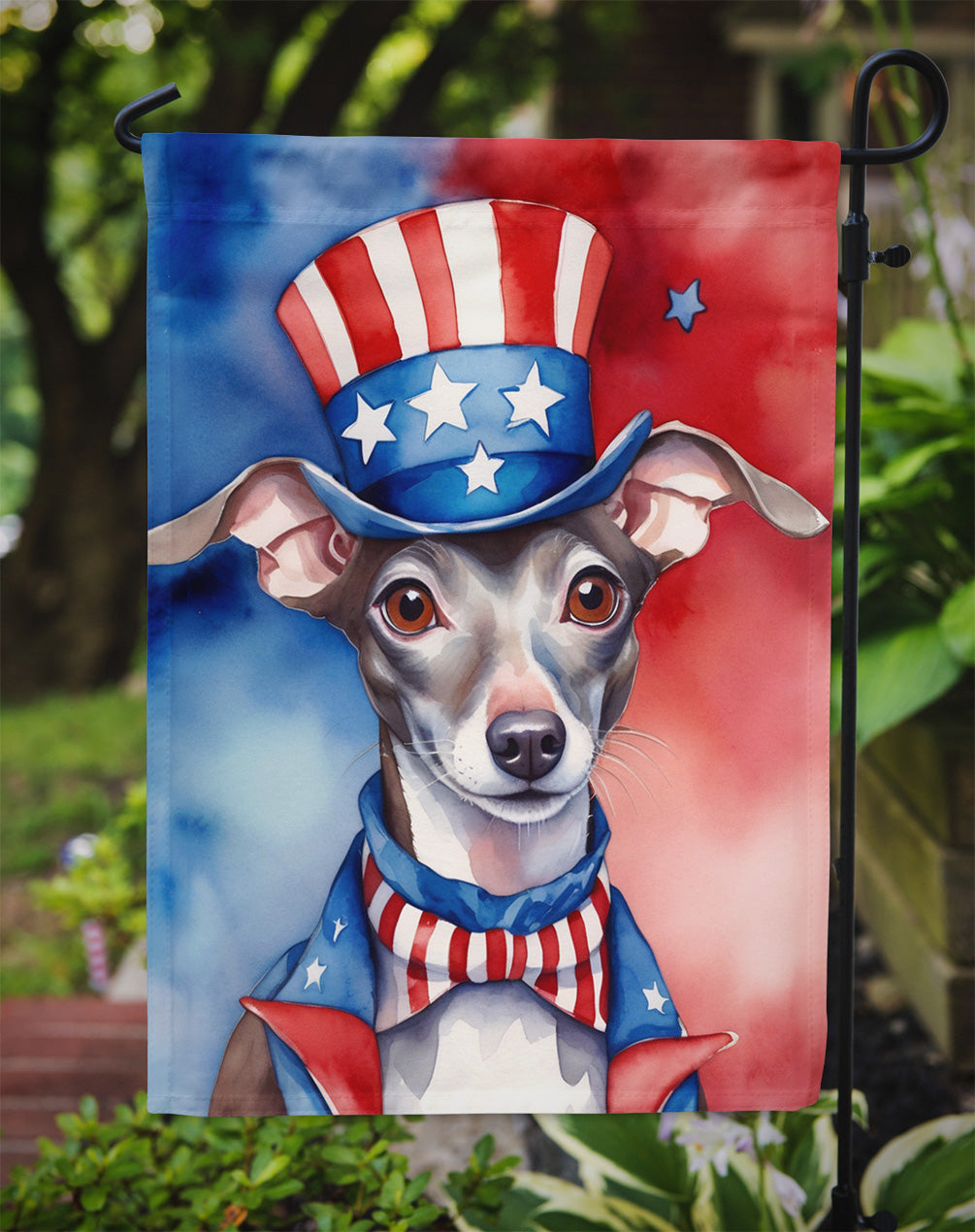 Italian Greyhound Patriotic American Garden Flag