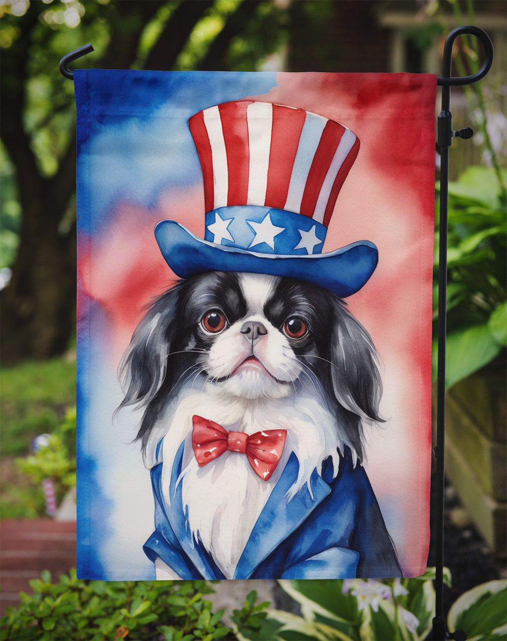 Japanese Chin Patriotic American Garden Flag