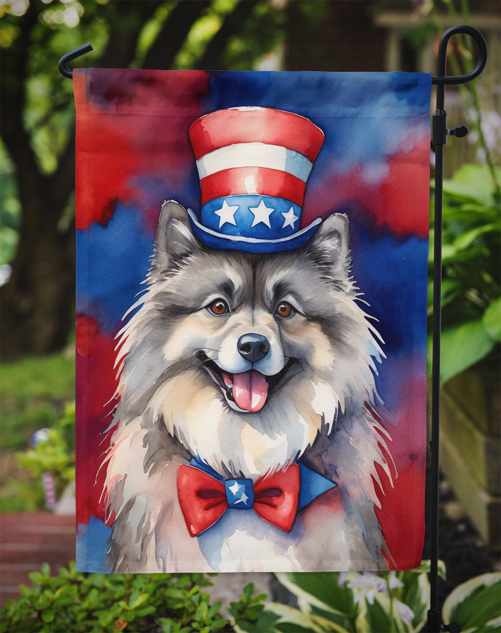 Keeshond Patriotic American Garden Flag