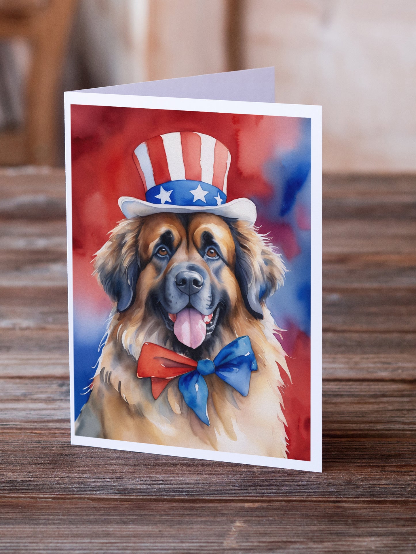 Leonberger Patriotic American Greeting Cards Pack of 8