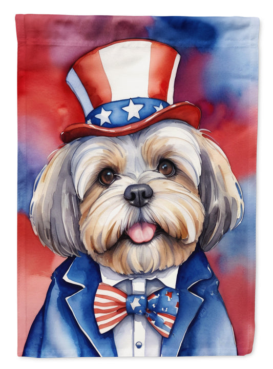 Buy this Lhasa Apso Patriotic American House Flag