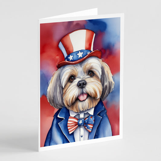 Buy this Lhasa Apso Patriotic American Greeting Cards Pack of 8