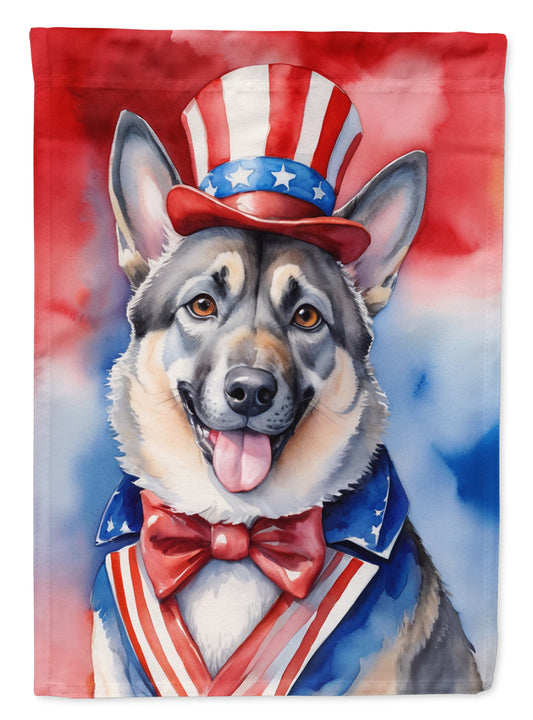 Buy this Norwegian Elkhound Patriotic American House Flag