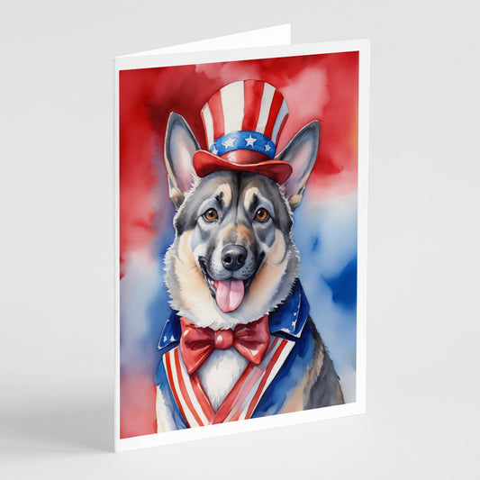 Buy this Norwegian Elkhound Patriotic American Greeting Cards Pack of 8