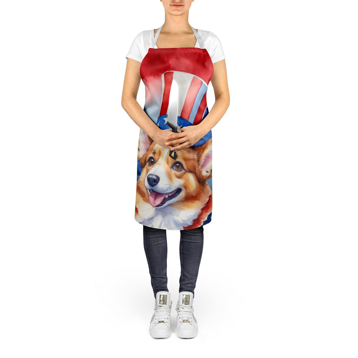 Corgi Patriotic American Apron