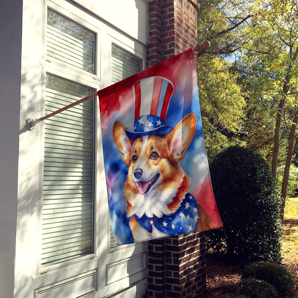 Corgi Patriotic American House Flag