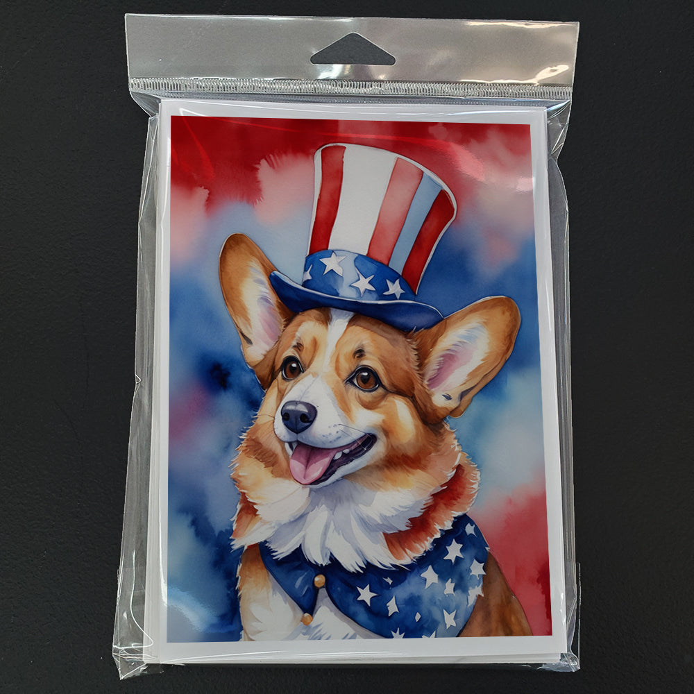 Corgi Patriotic American Greeting Cards Pack of 8