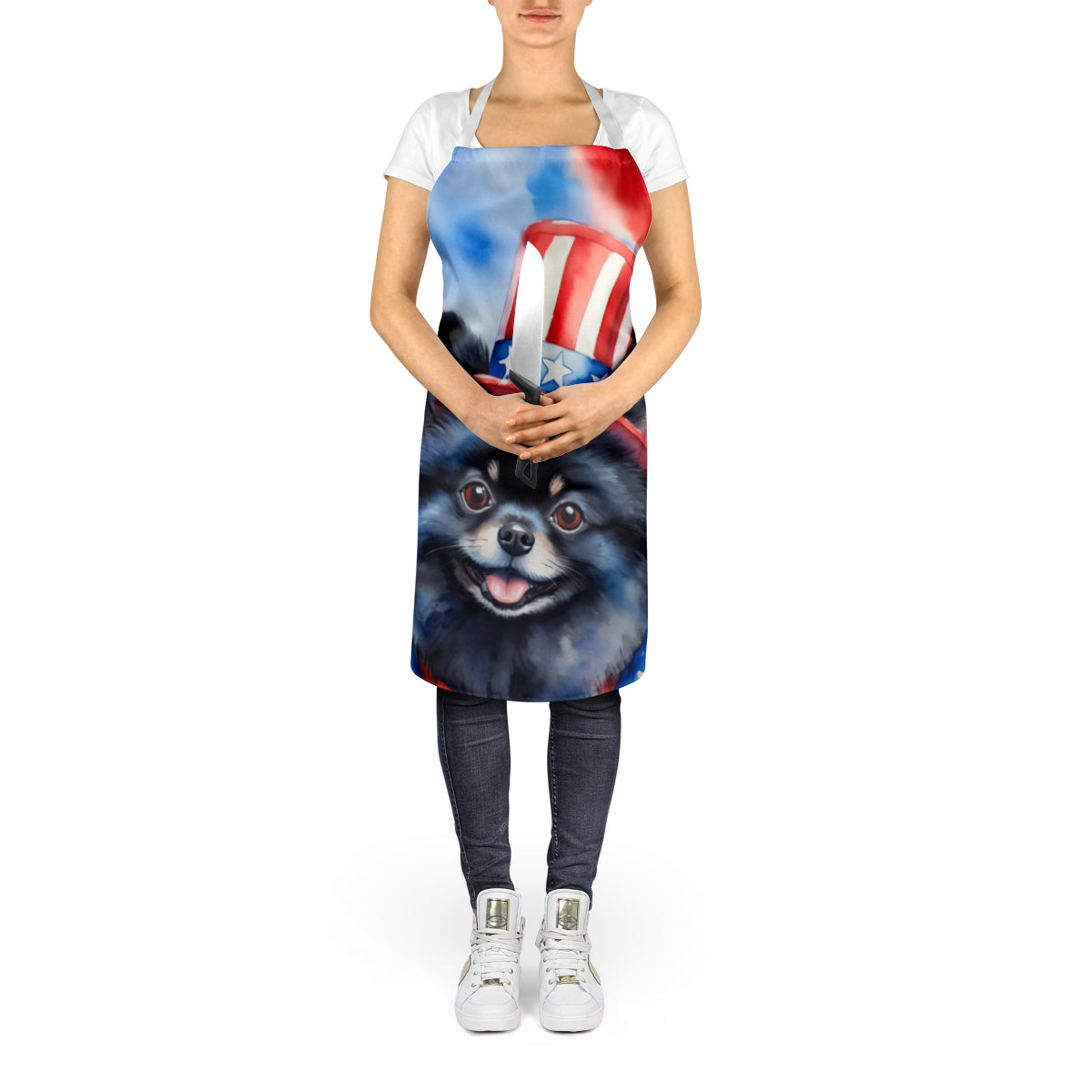 Pomeranian Patriotic American Apron