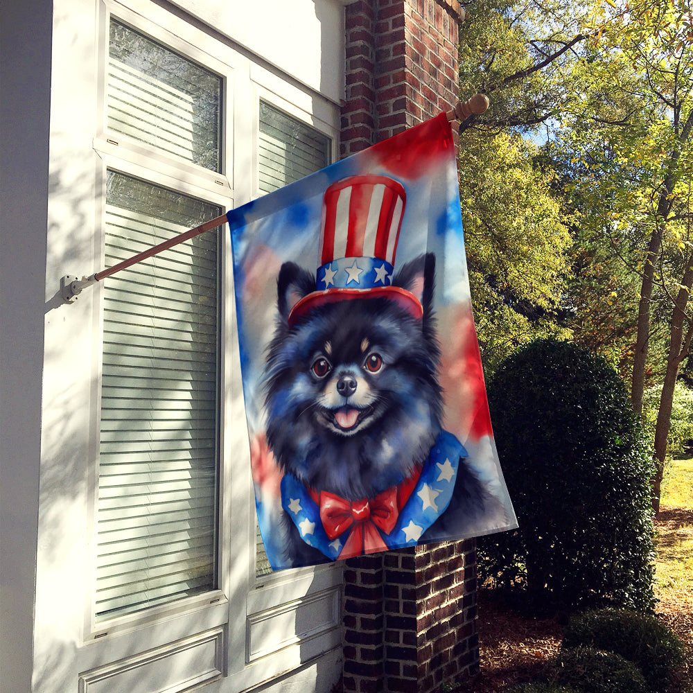 Pomeranian Patriotic American House Flag