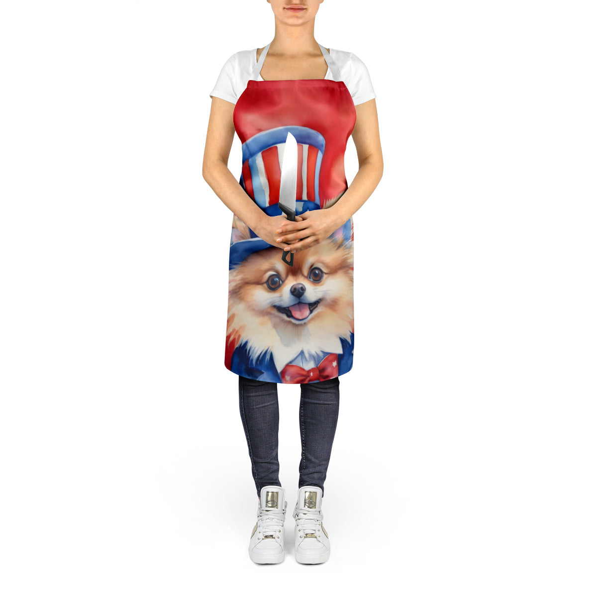 Pomeranian Patriotic American Apron