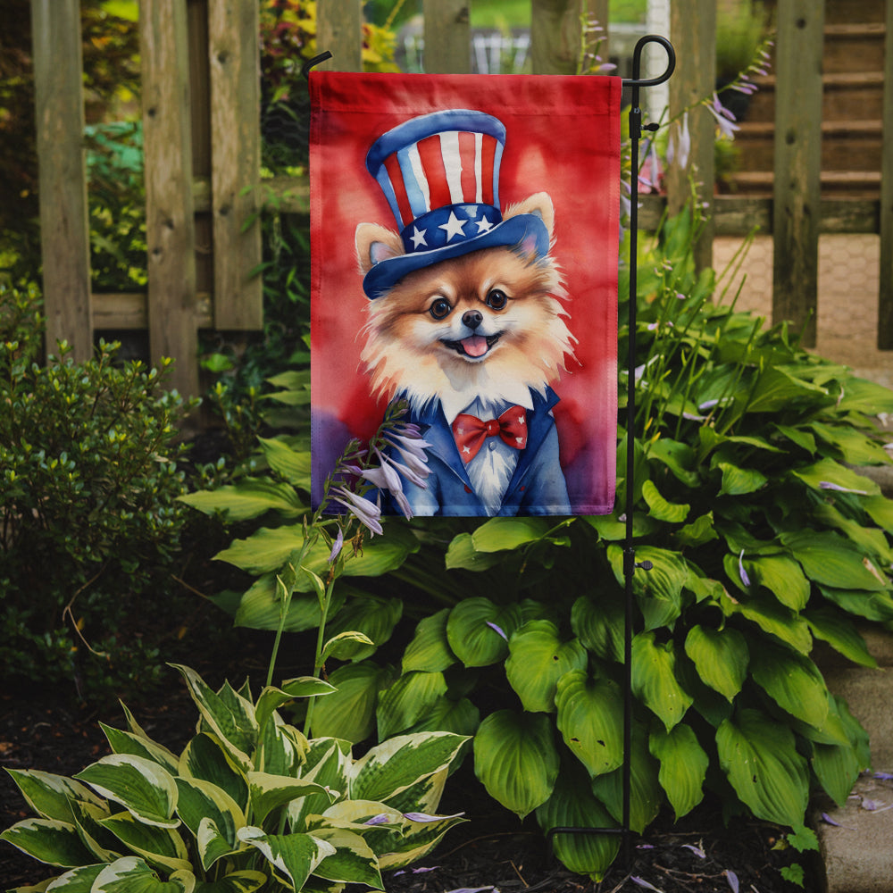 Pomeranian Patriotic American Garden Flag