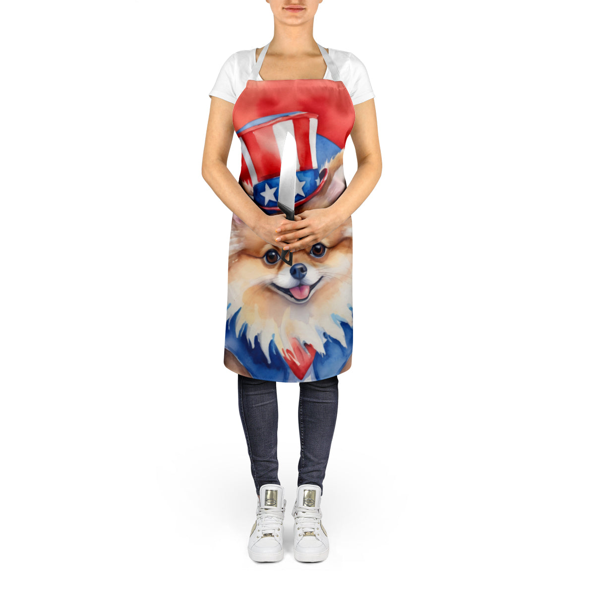 Pomeranian Patriotic American Apron