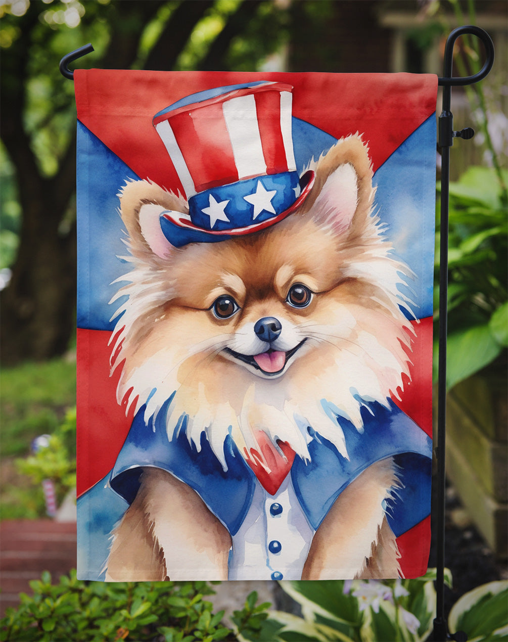 Pomeranian Patriotic American Garden Flag