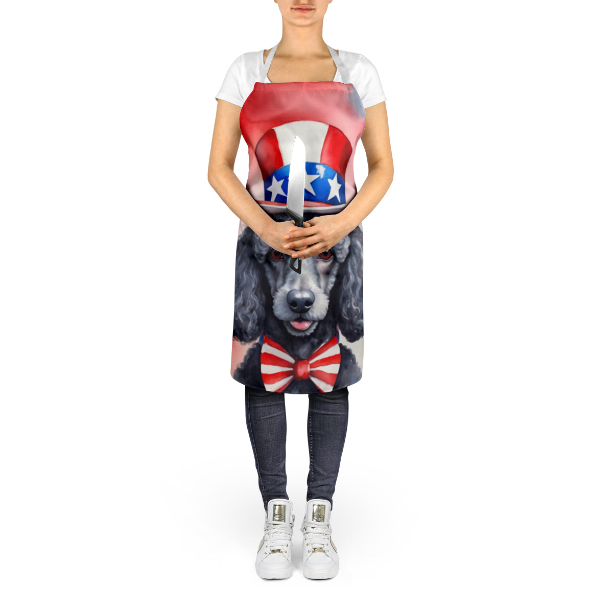 Black Poodle Patriotic American Apron