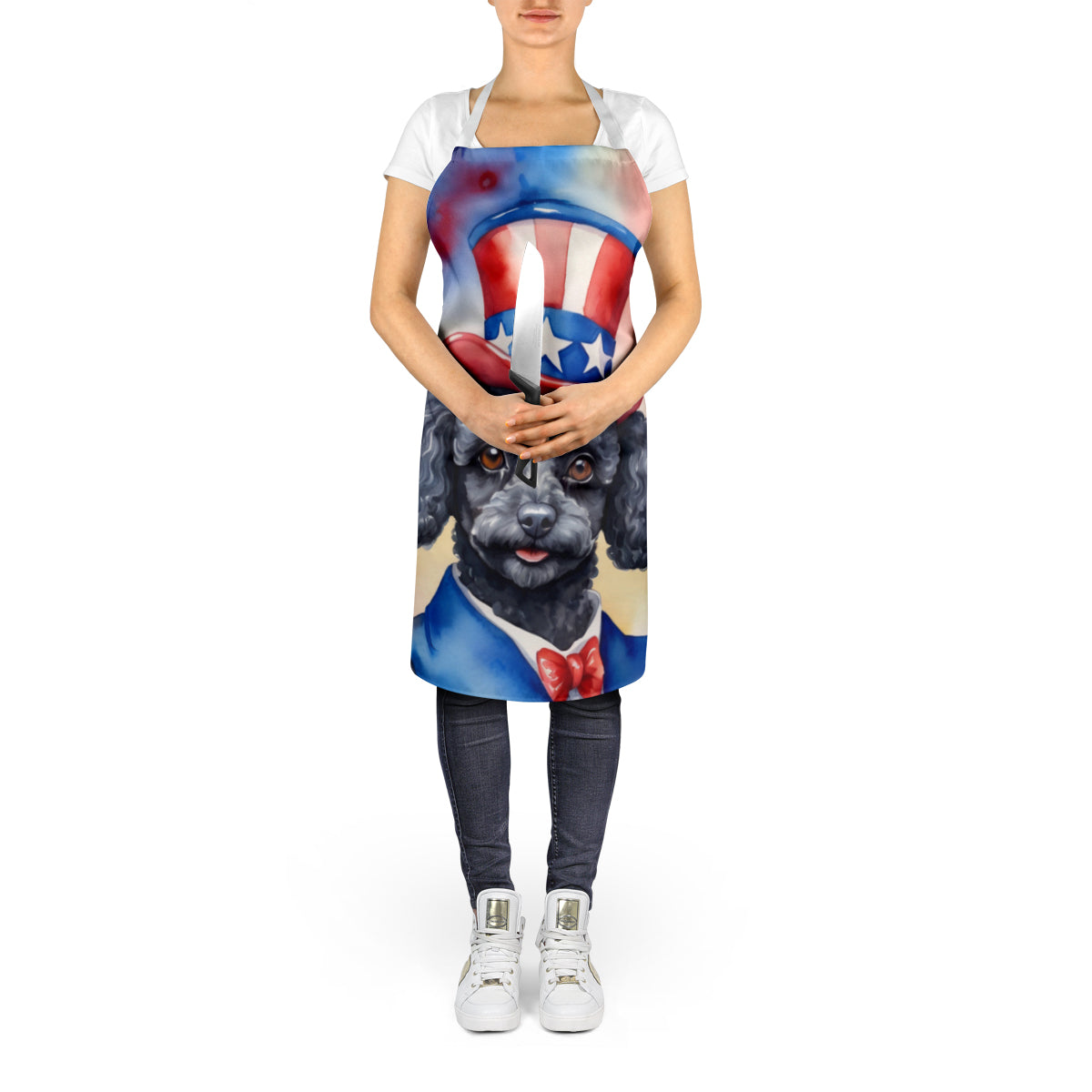 Black Poodle Patriotic American Apron