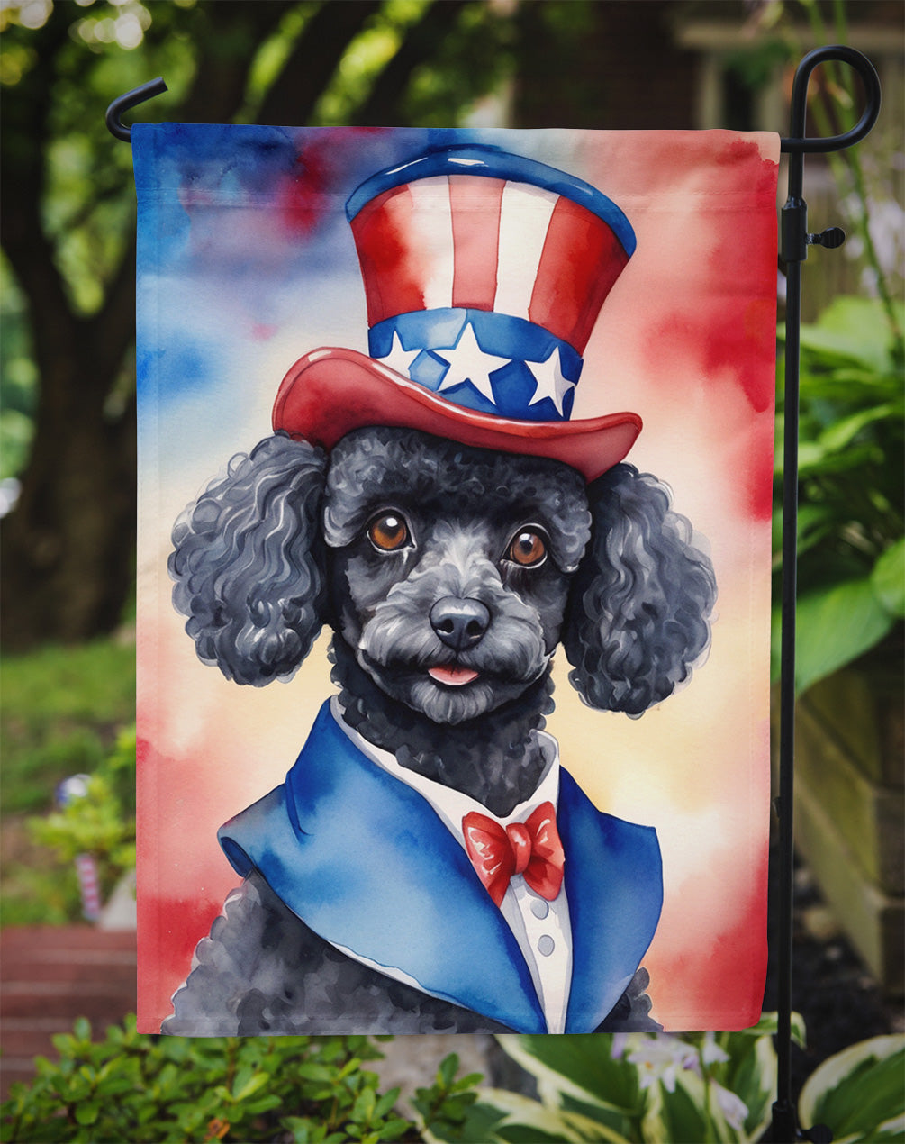 Black Poodle Patriotic American Garden Flag