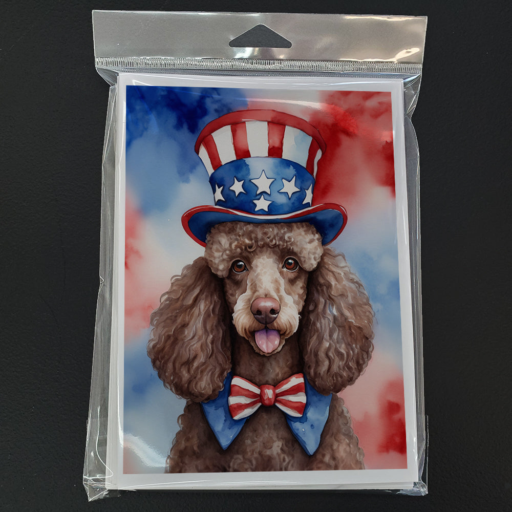 Poodle Patriotic American Greeting Cards Pack of 8