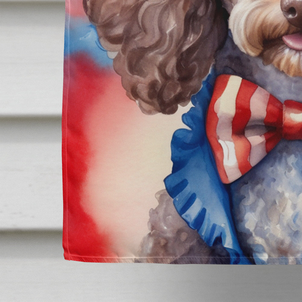 Poodle Patriotic American House Flag