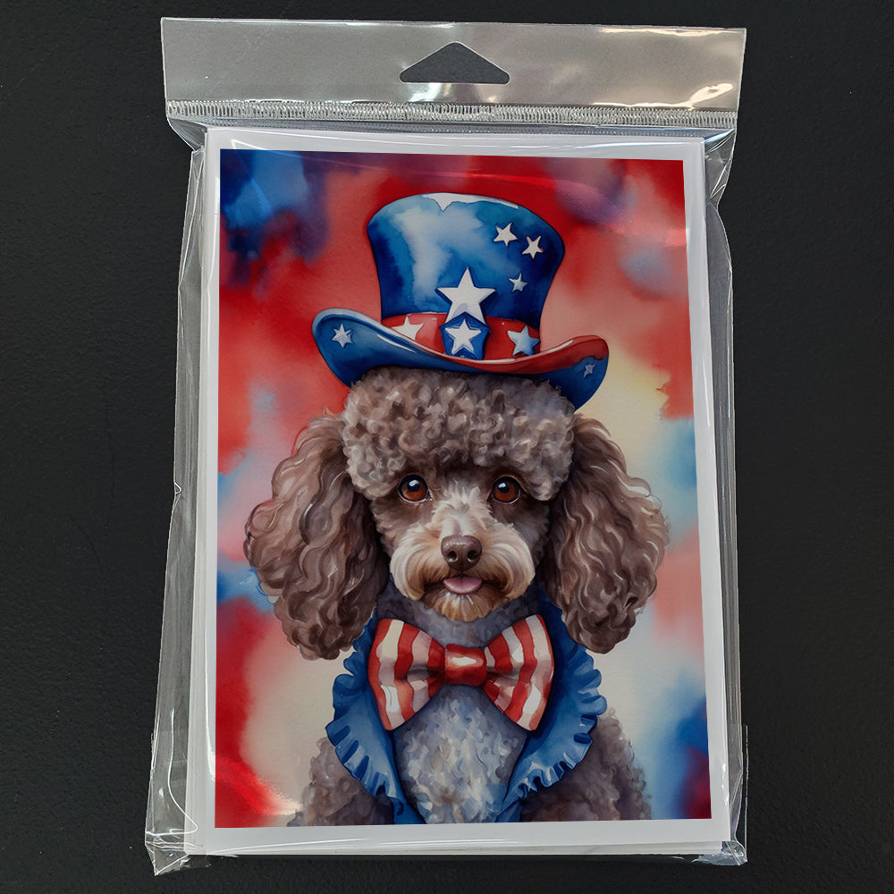 Poodle Patriotic American Greeting Cards Pack of 8