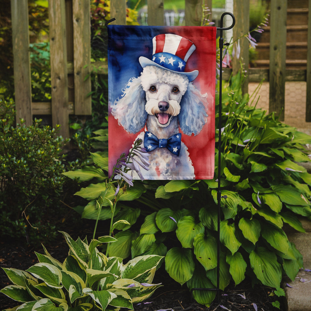 White Poodle Patriotic American Garden Flag